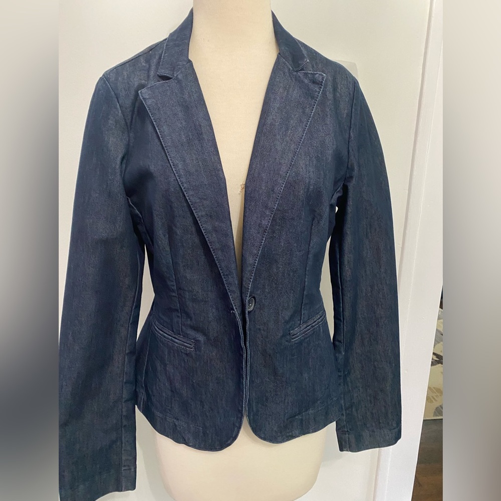 Express Dark Blue Denim Blazer